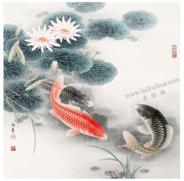 工筆畫《連年有余》畫法步驟圖示04