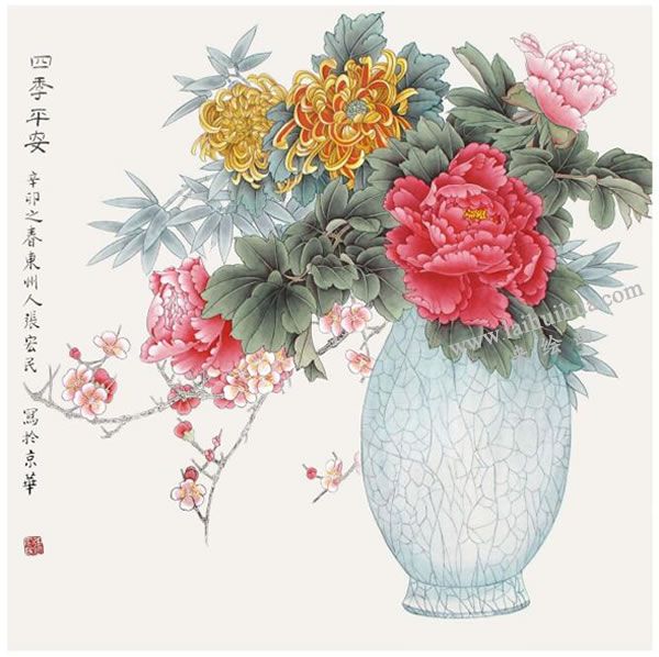 工筆畫《四季平安》畫法步驟圖示04