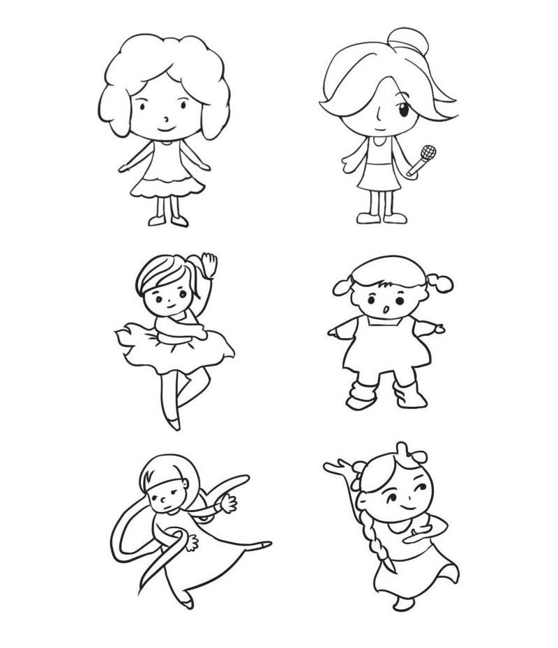 小女孩簡筆畫大全