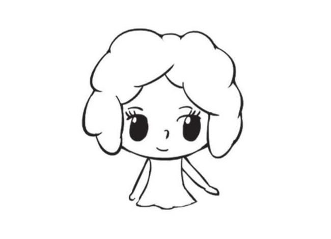小女孩簡筆畫創(chuàng)作步驟圖示02