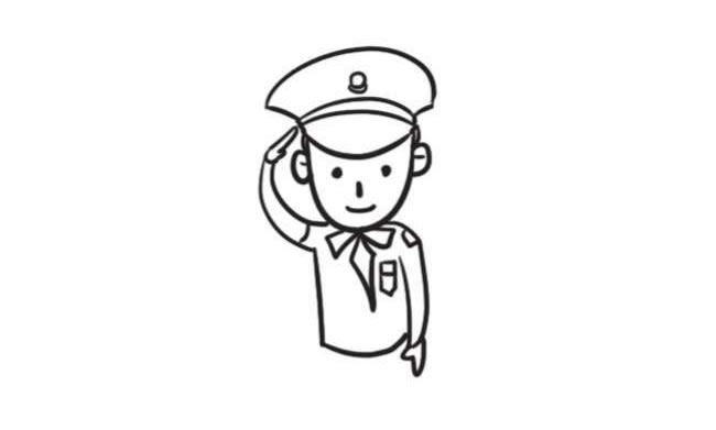警察簡(jiǎn)筆畫創(chuàng)作步驟圖示03