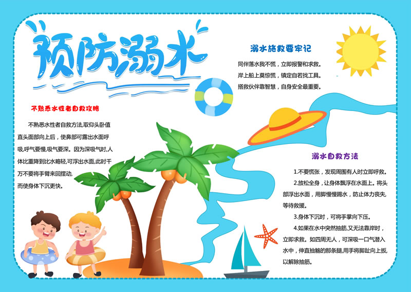 【預防溺水】手抄報高清大圖03