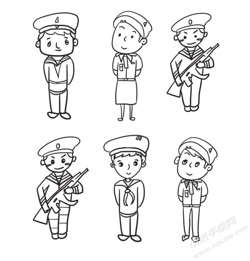 軍人簡筆畫集合
