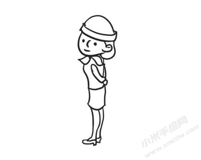 空姐簡筆畫創(chuàng)作步驟圖示04