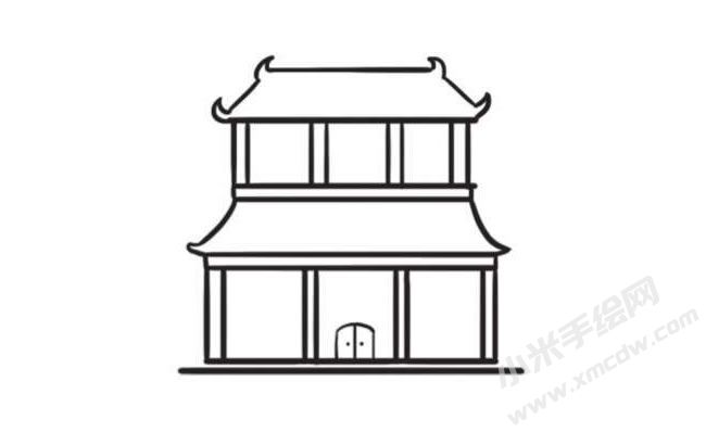 中國(guó)古代建筑簡(jiǎn)筆畫(huà)創(chuàng)作步驟圖示03
