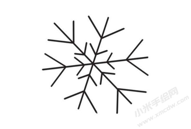 雪花簡(jiǎn)筆畫創(chuàng)作步驟圖示04