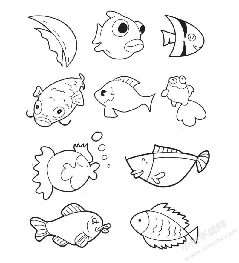 熱帶魚簡筆畫集合