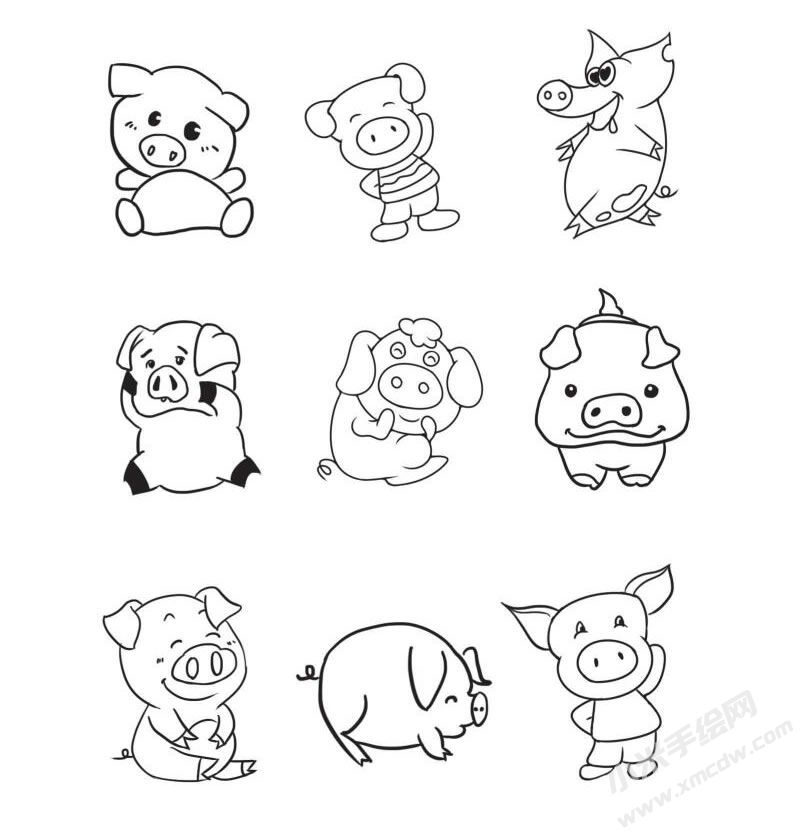 小豬簡筆畫集合