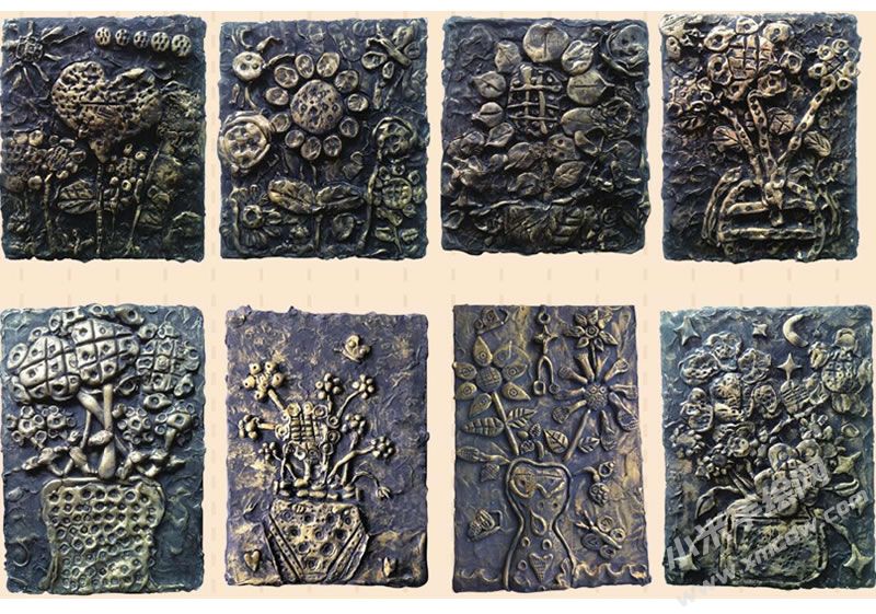小伙伴們的手工浮雕畫作品“漂亮的瓶子和花”集合