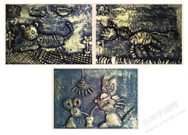 金錢豹diy手工畫作品，金錢豹浮雕畫作品