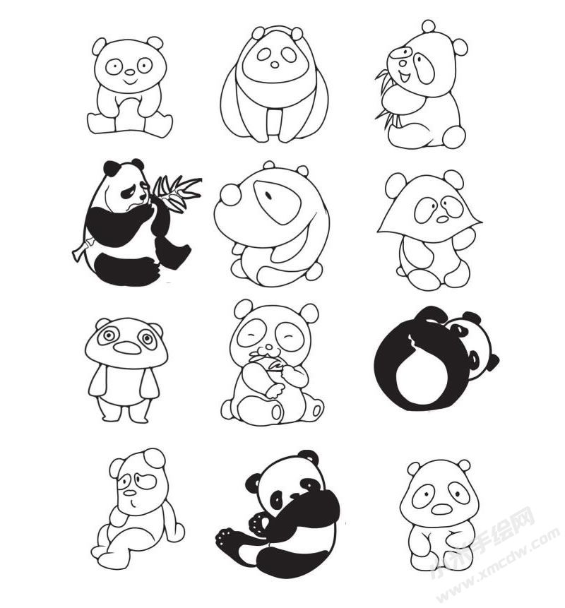 熊貓簡筆畫圖片