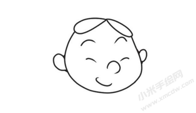 小孩笑瞇瞇表情簡筆畫創(chuàng)作步驟圖示03