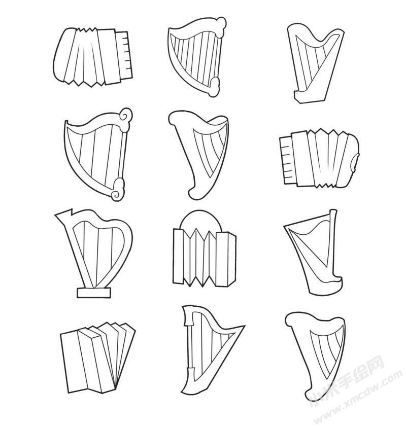 豎琴簡(jiǎn)筆畫圖片