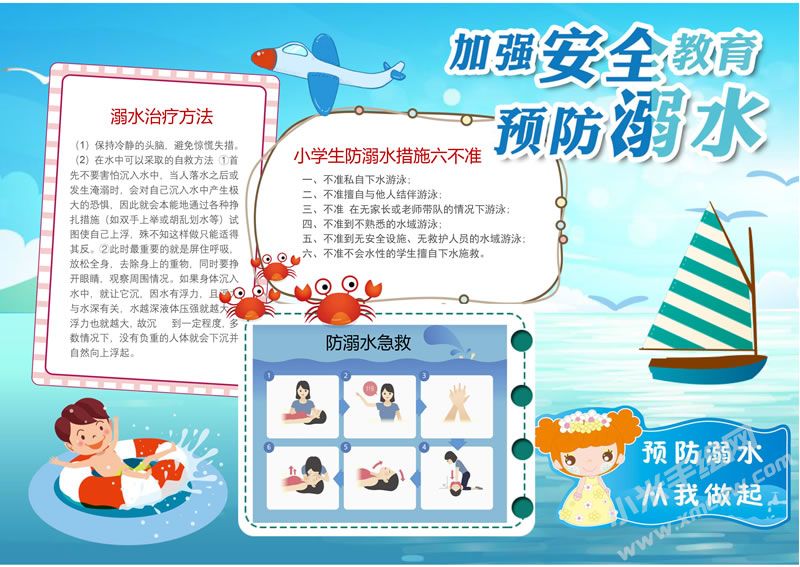 加強安全教育預防溺水手抄報有字版.jpg