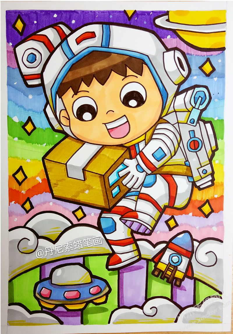 蠟筆畫宇宙快遞員科幻作品.jpg