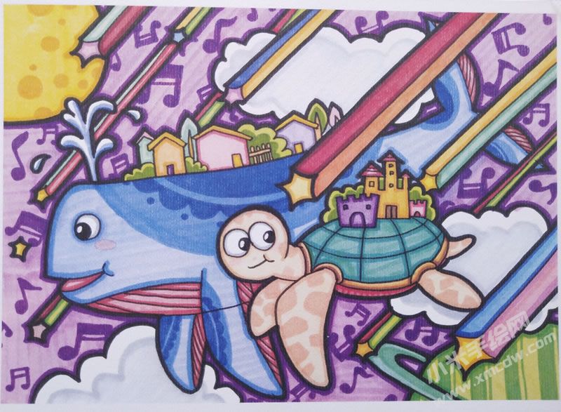 飛龜城市蠟筆畫科幻作品.jpg