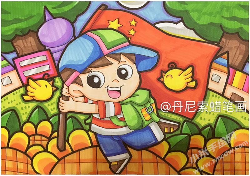 愛國小男孩蠟筆畫.jpg