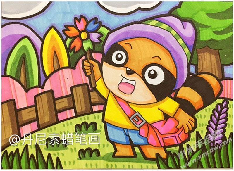 小浣熊兒童蠟筆畫.jpg