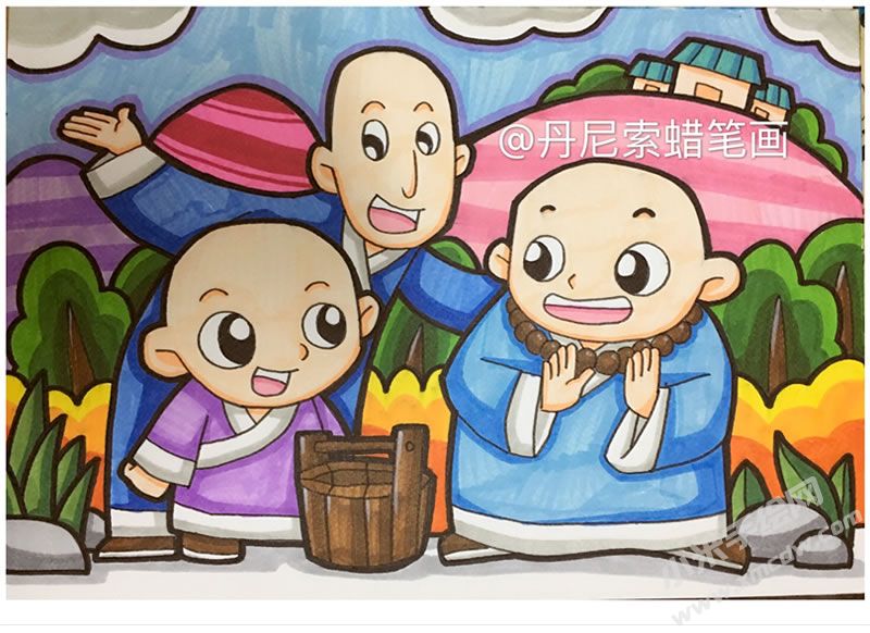 三個和尚蠟筆畫.jpg