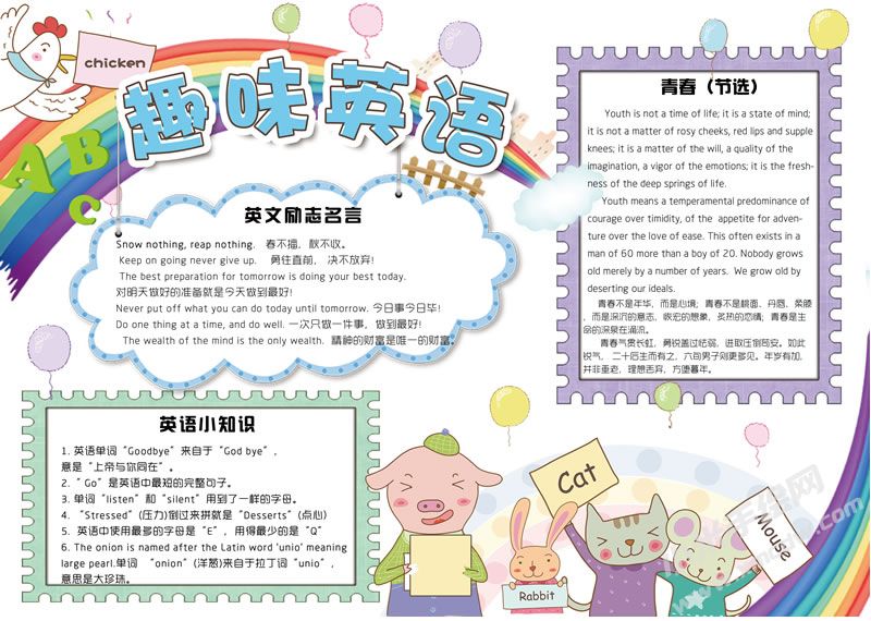 可愛卡通趣味英語學(xué)生電子小報(bào)模板有字版.jpg