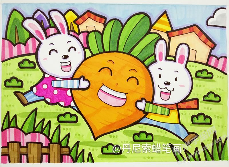 小白兔大蘿卜蠟筆畫.jpg