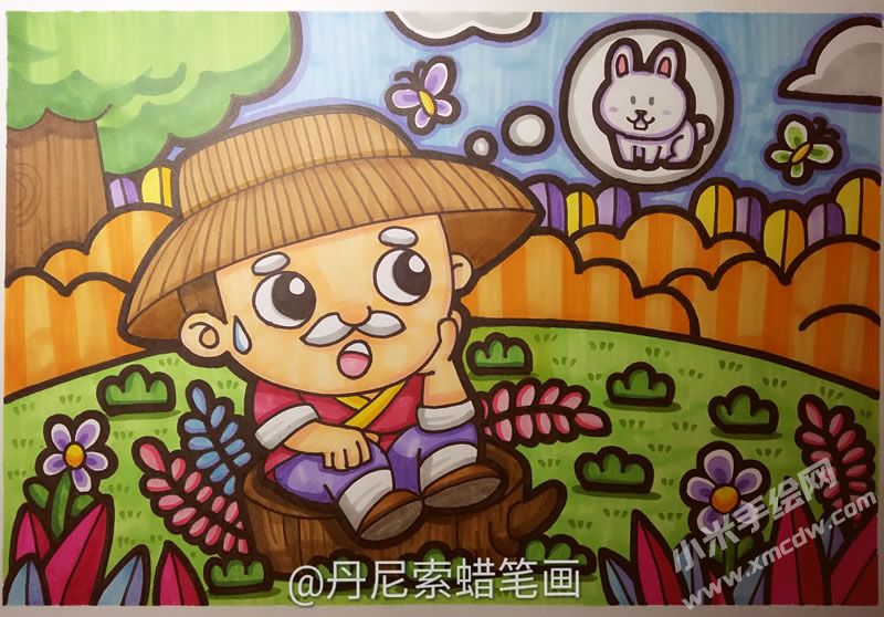 守株待兔兒童蠟筆畫.jpg