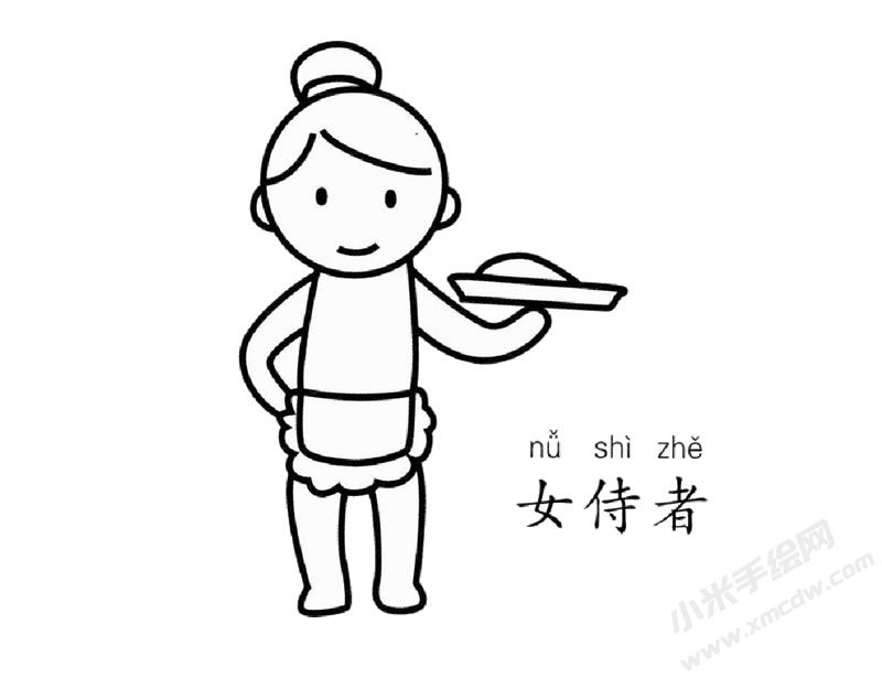 女服務(wù)員幼兒簡筆畫圖片