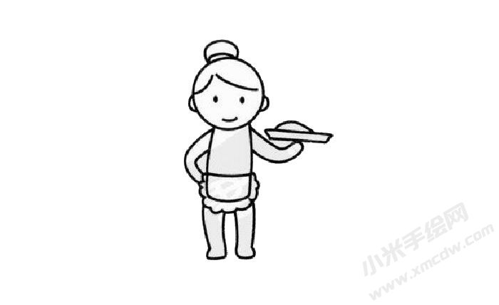 女服務(wù)員幼兒簡筆畫步驟03.jpg