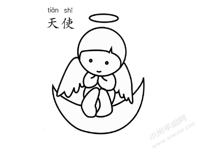 天使幼兒簡筆畫圖片