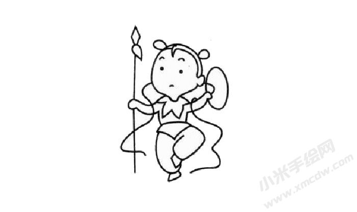哪吒兒童簡(jiǎn)筆畫(huà)步驟03.jpg