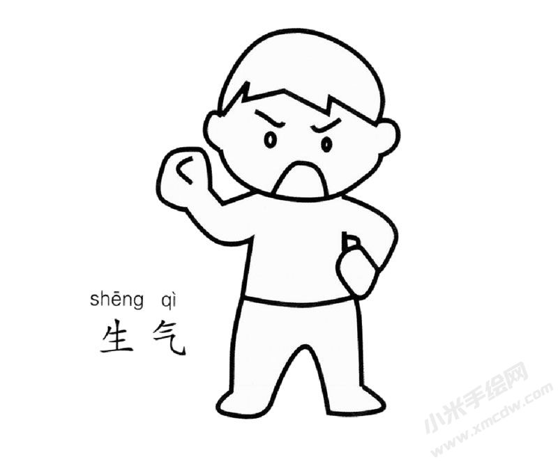 人物生氣表情兒童簡筆畫圖片