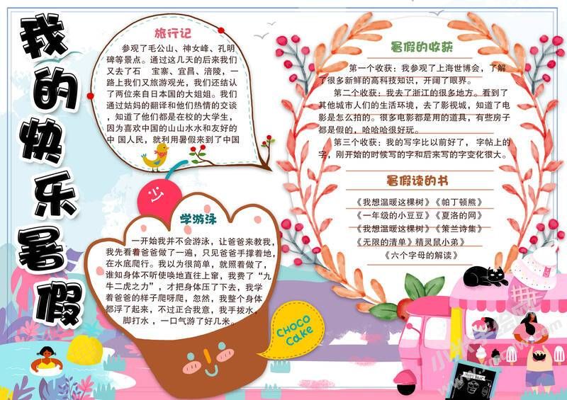 我的快樂暑假手抄報有字版.jpg