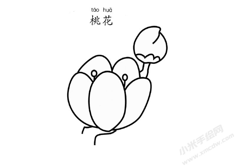 桃花兒童簡筆畫圖片