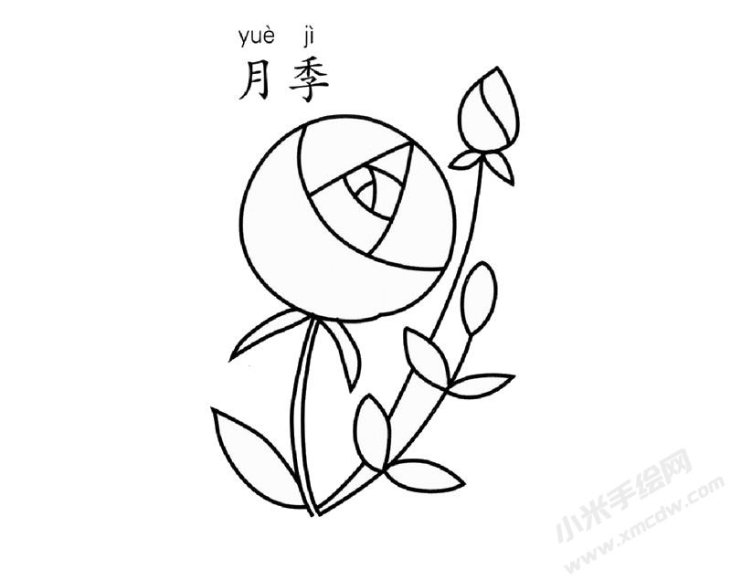 月季花兒童簡筆畫圖片