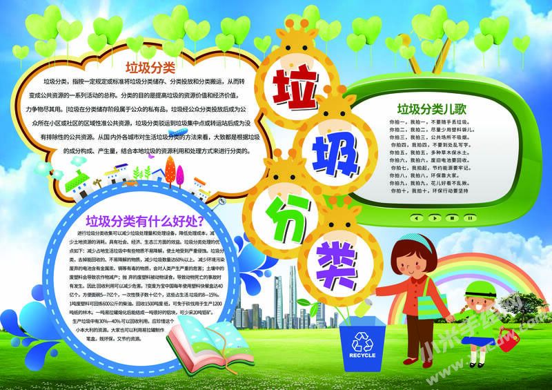 橫版垃圾分類手抄報(bào)模板有字版.jpg