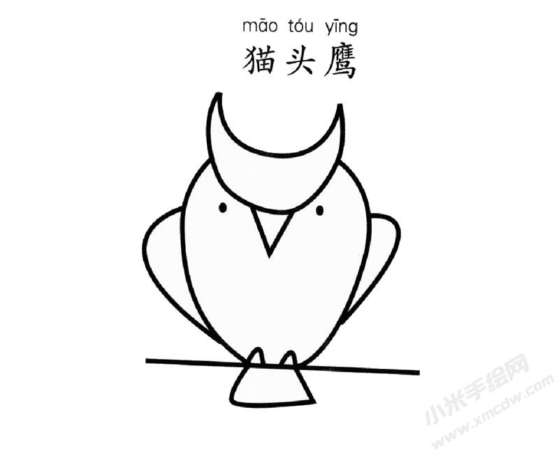 貓頭鷹簡筆畫作品圖片