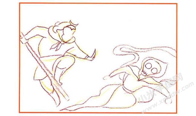 三打白骨精油畫棒創(chuàng)作步驟01.jpg