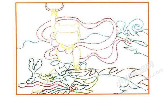 哪吒鬧海油畫棒創(chuàng)作步驟01.jpg