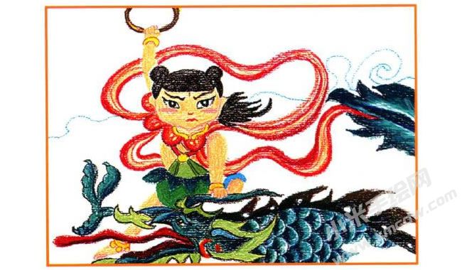 哪吒鬧海油畫棒創(chuàng)作步驟03.jpg