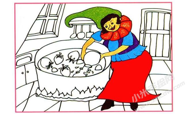 女巫的草莓醬油畫棒創(chuàng)作步驟02.jpg