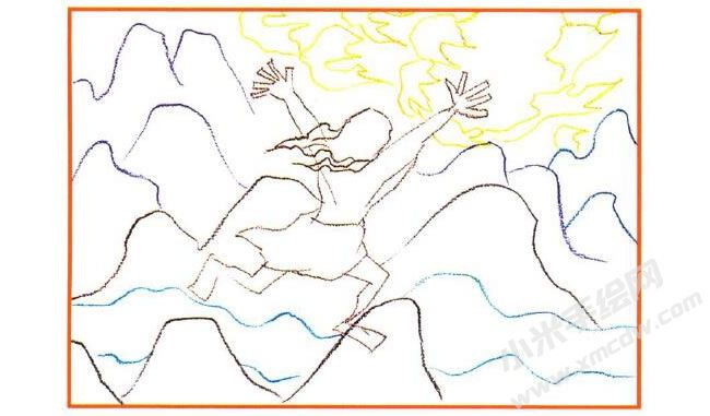 夸父追日油畫棒創(chuàng)作步驟01.jpg