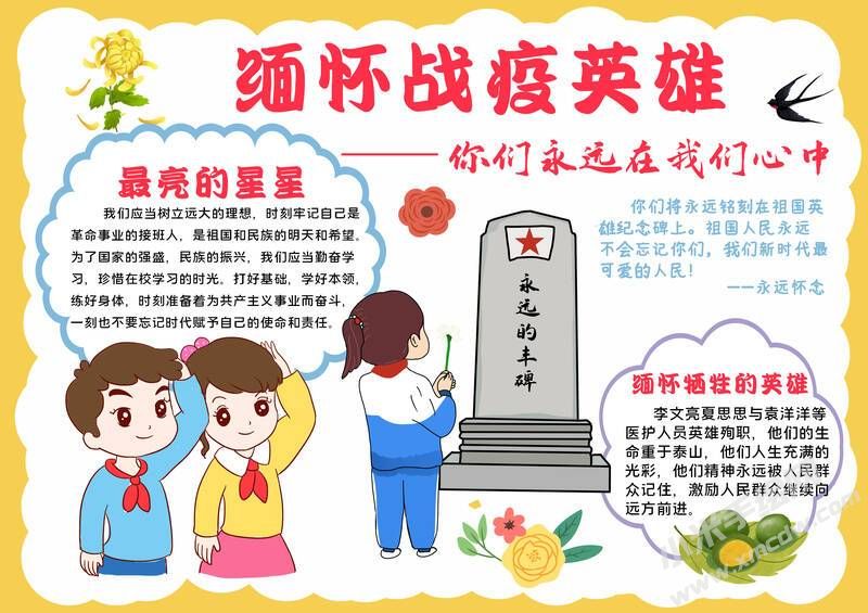 緬懷戰(zhàn)疫英雄手抄報(bào)模板有字版.jpg