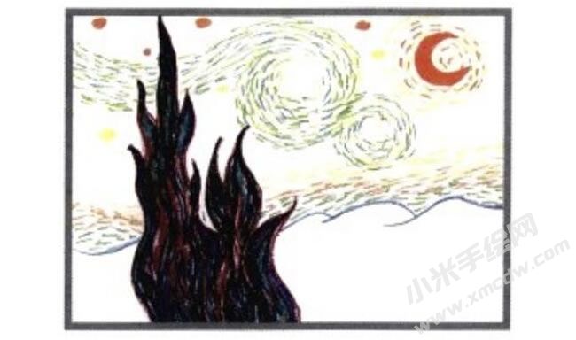 星月夜油畫棒創(chuàng)作步驟02.jpg