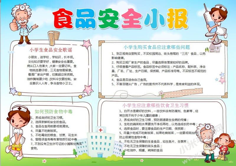 食品安全小報手抄報模板有字版.jpg