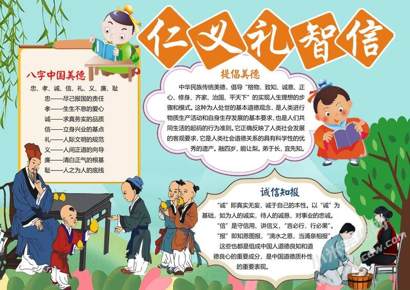 仁義禮智信手抄報模板01.jpg