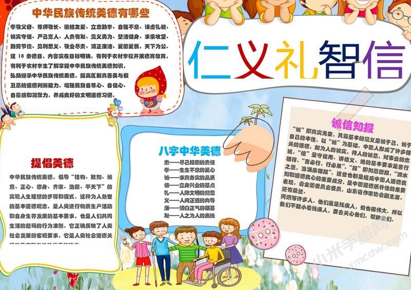 仁義禮智信手抄報模板02.jpg