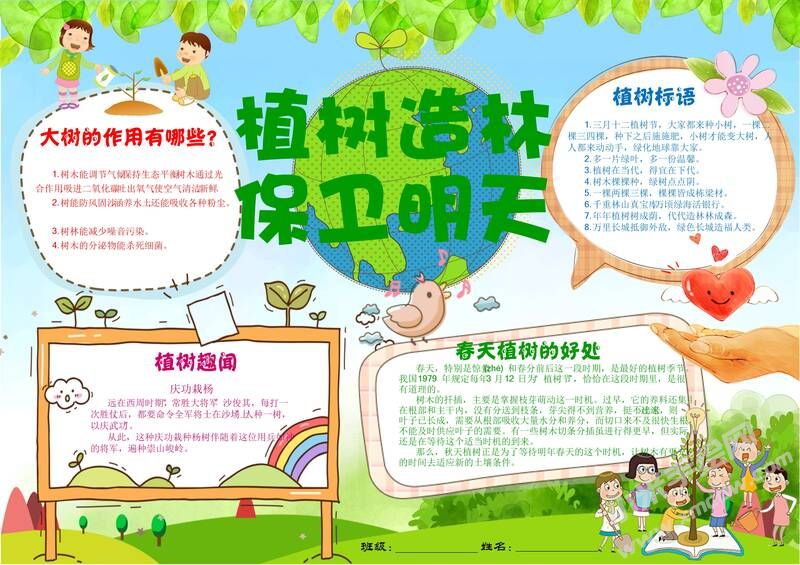 植樹造林手抄報模板02.jpeg