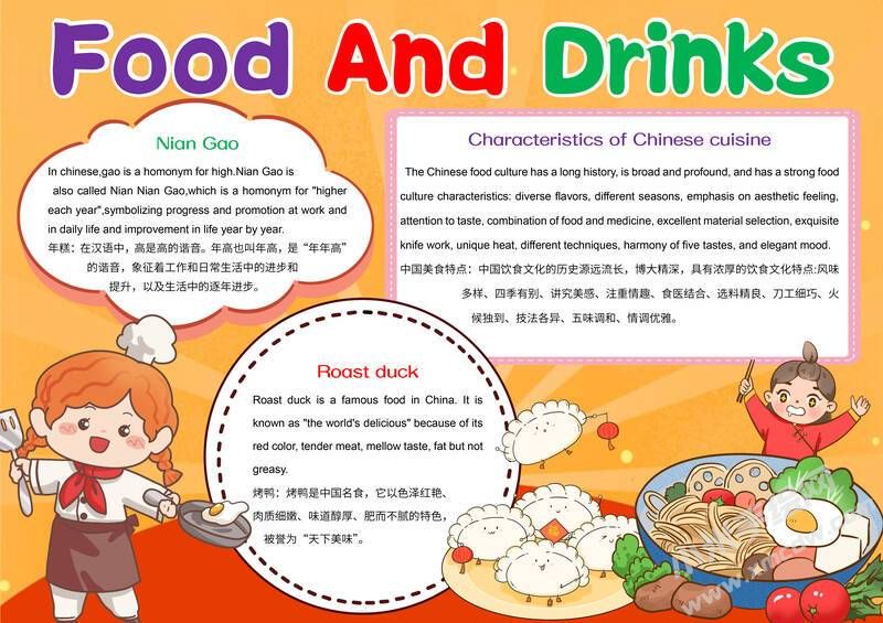純英文美食手抄報模板03.jpg