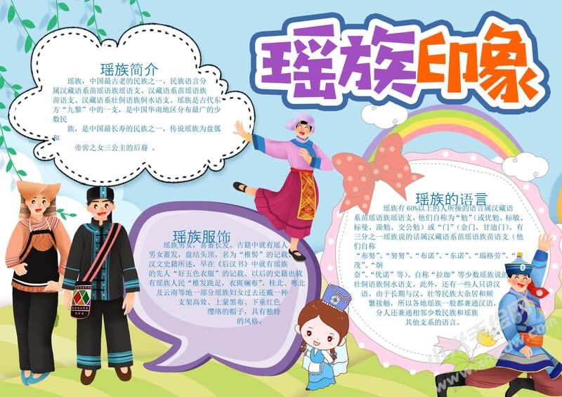 瑤族印象手抄報(bào)模板有字版.jpeg