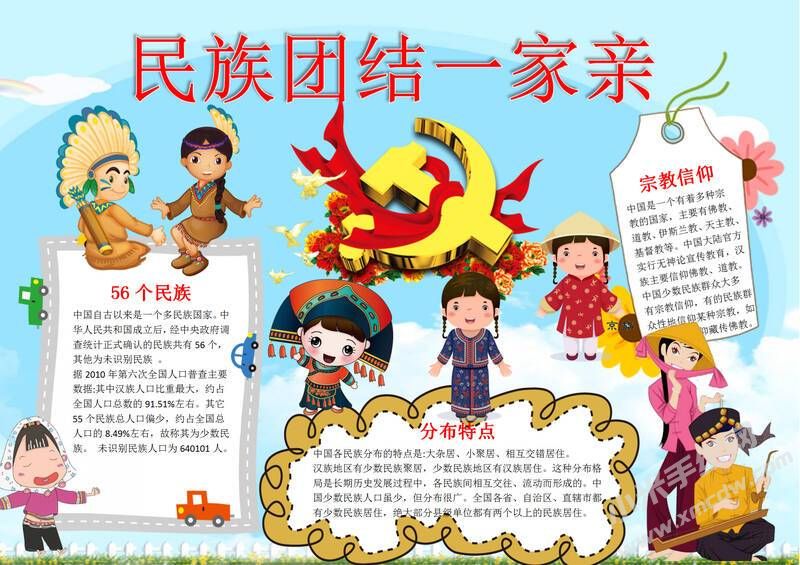 民族團(tuán)結(jié)一家親手抄報(bào)模板有字版.jpeg